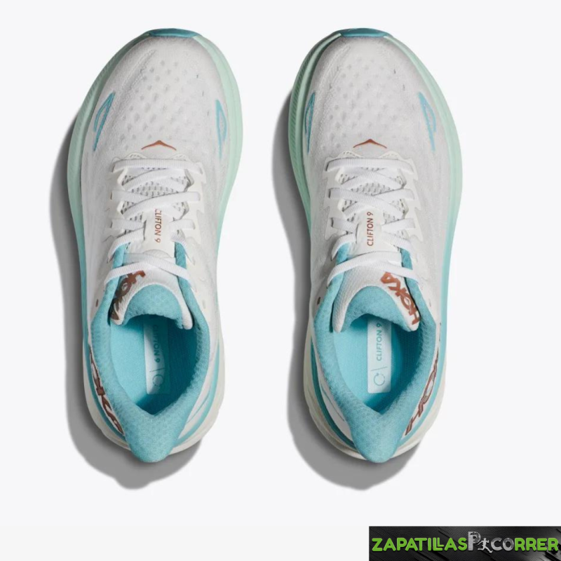 Zapatillas Hoka Clifton 9 Blanca Turquesa Mujer