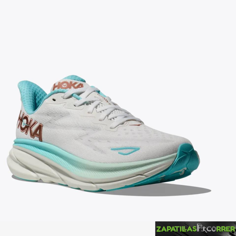 Zapatillas Hoka Clifton 9 Blanca Turquesa Mujer