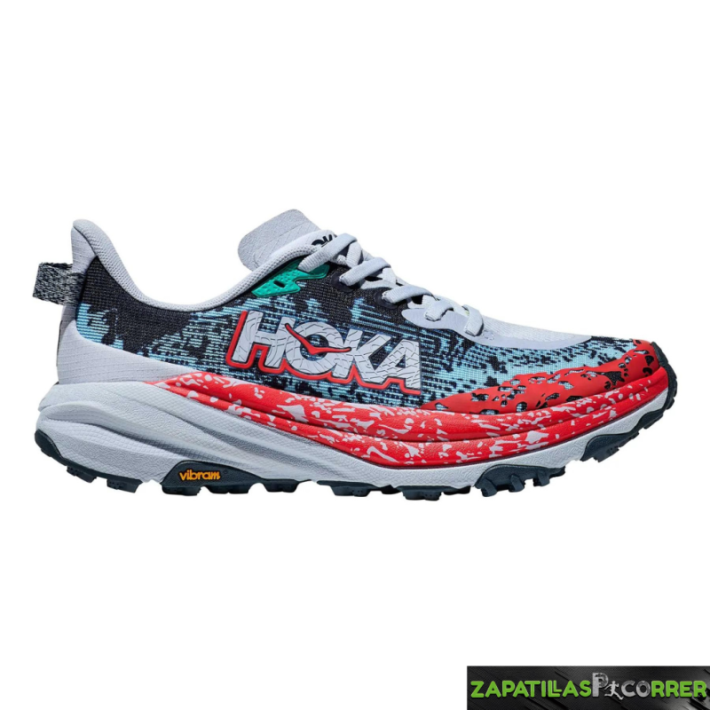 Zapatillas HOKA Speedgoat 6 Gris Azul Marino Rojo Mujer