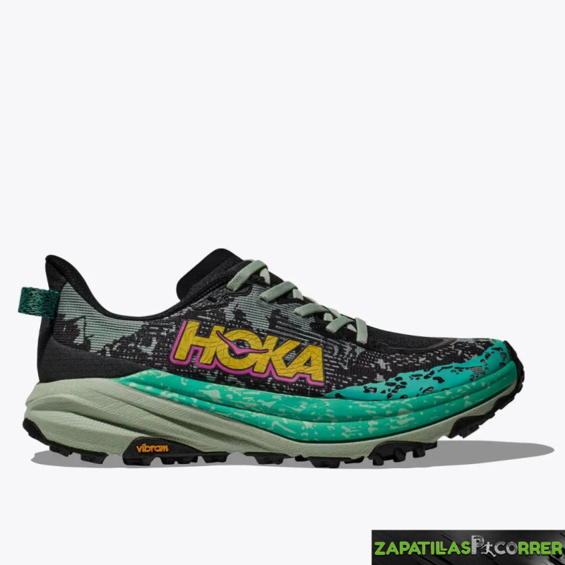 Zapatillas HOKA Speedgoat 6 Negra Verde Mujer