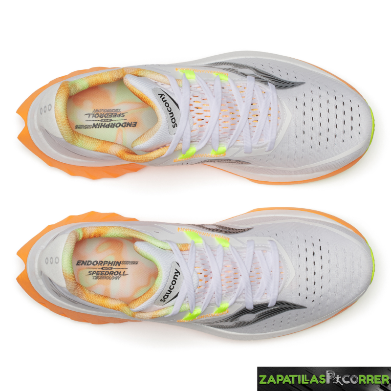 Zapatillas Saucony Endorphin Speed 4 Blanca Gris Naranja placa