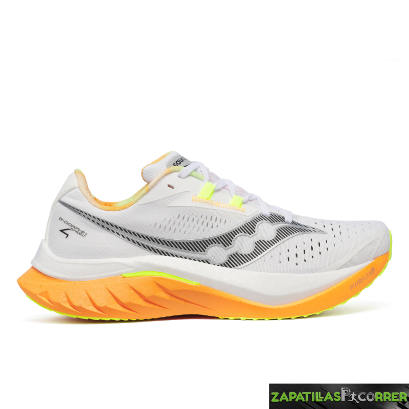 Zapatillas Saucony Endorphin Speed 4 Blanca Gris Naranja placa