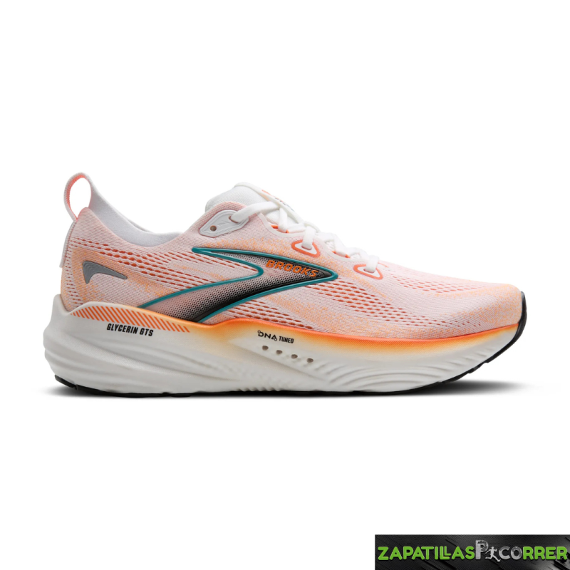 Zapatilla Brooks Gluycerin GTS 22 Blanca Naranja