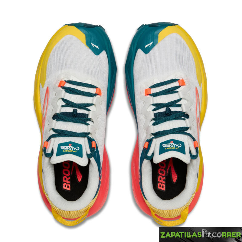 Zapatillas Brooks Caldera 8 Blanca  Naranja Amarilla
