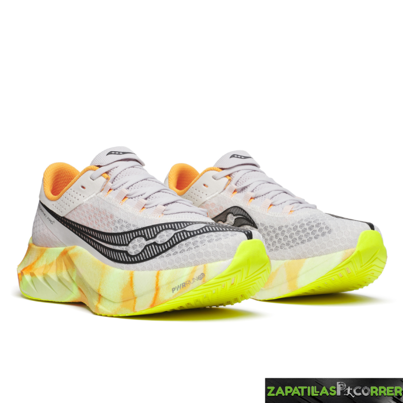 Zapatillas Saucony Endorphin Pro 4 Blanca Naranja  Placa de Carbono