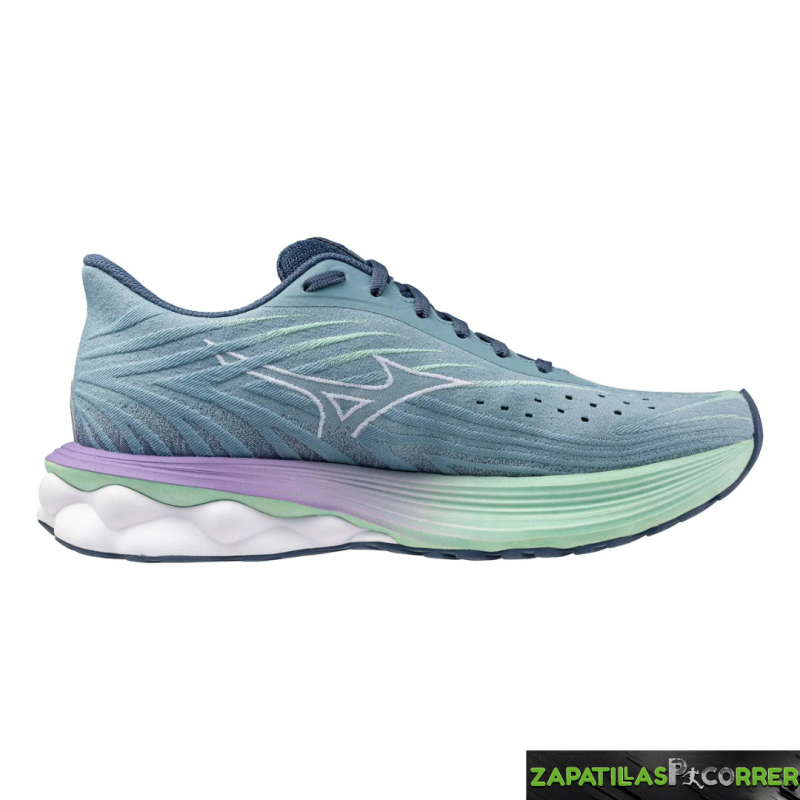 Zapatillas Mizuno Wave Skyrise 6 Gris Verde Lila Mujer