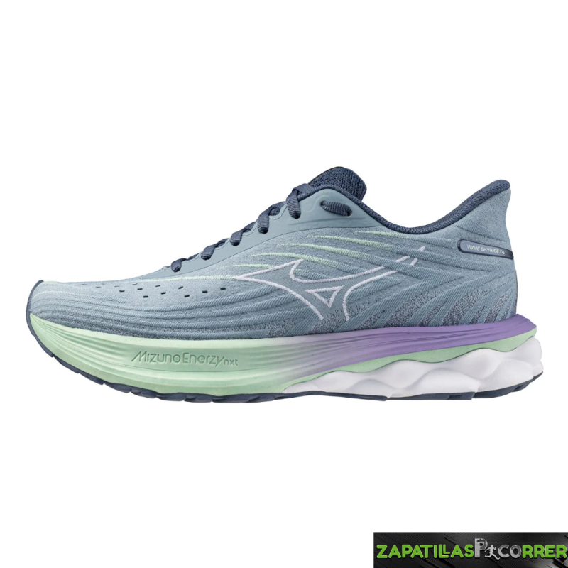 Zapatillas Mizuno Wave Skyrise 6 Gris Verde Lila Mujer