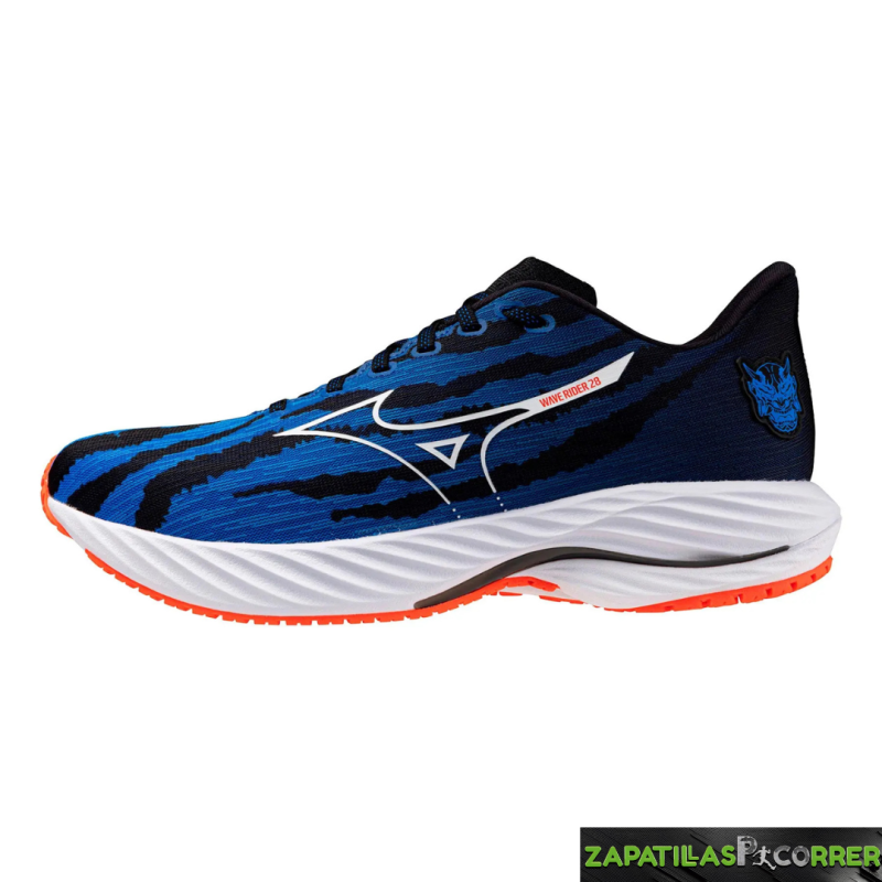 Zapatillas Mizuno Wave Rider 28 Rojo Azul Demonio