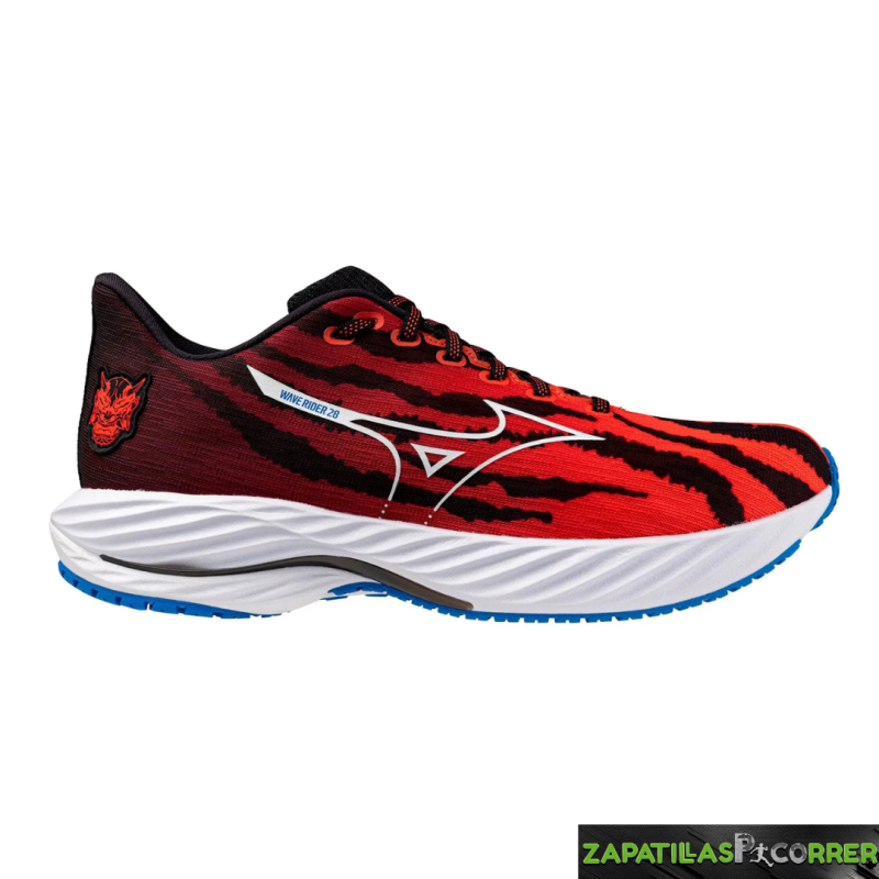 Zapatillas Mizuno Wave Rider 28 Rojo Azul Demonio