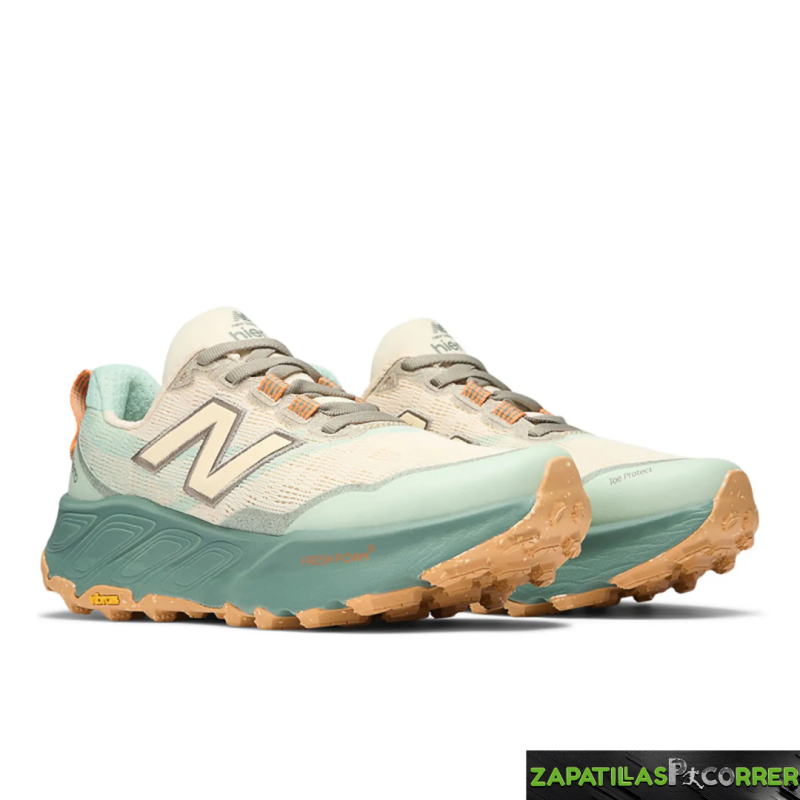Zapatillas New Balance Fresh Foam X Hierro V9 Beige Verde Claro Mujer