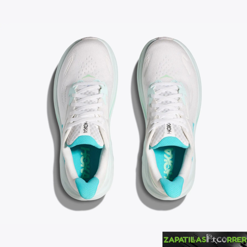 Zapatillas Hoka Clifton 10 Blanca Turquesa Mujer