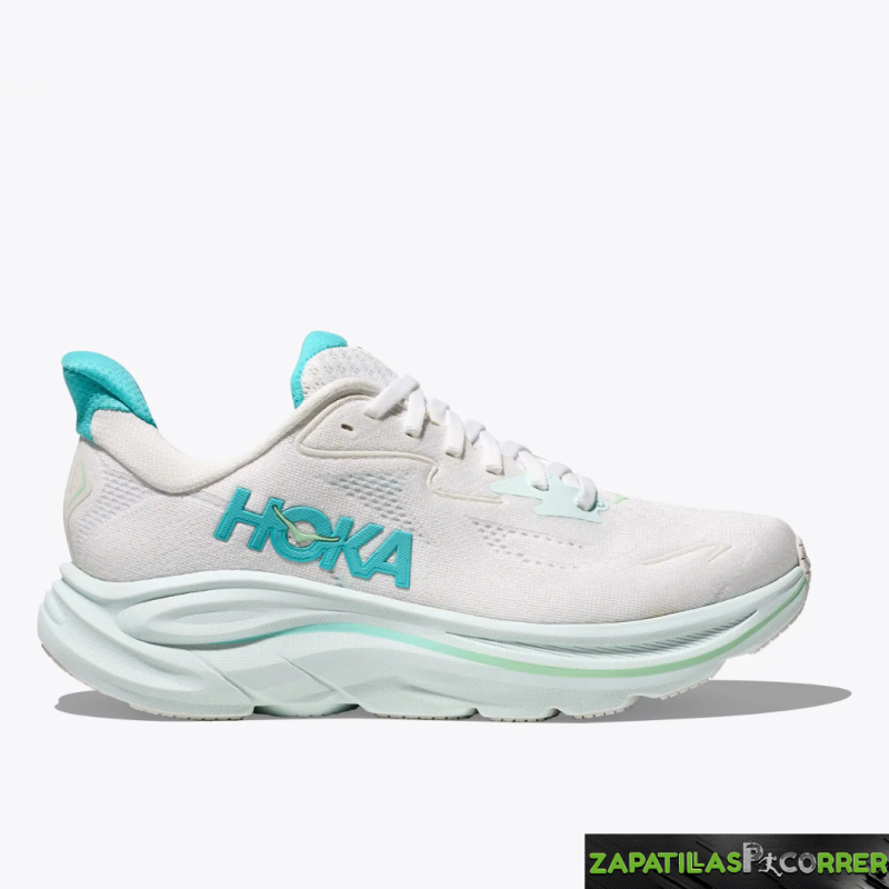 Zapatillas Hoka Clifton 10 Blanca Turquesa Mujer