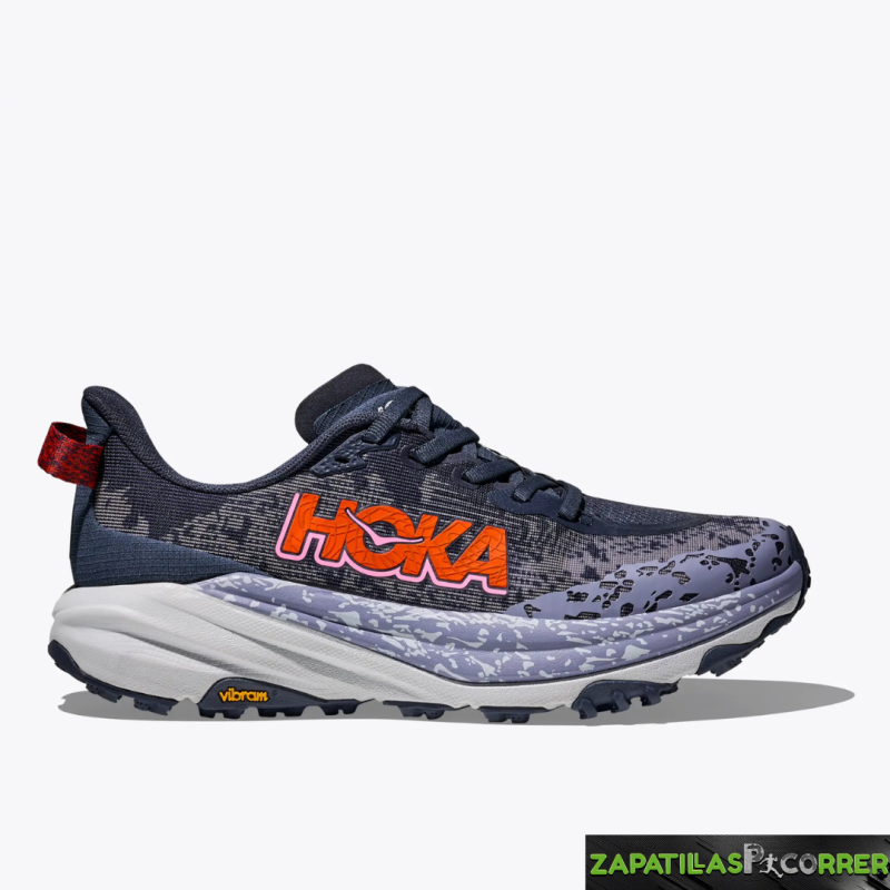 Zapatillas HOKA Speedgoat 6 Gris Azul Lila Rojo Mujer