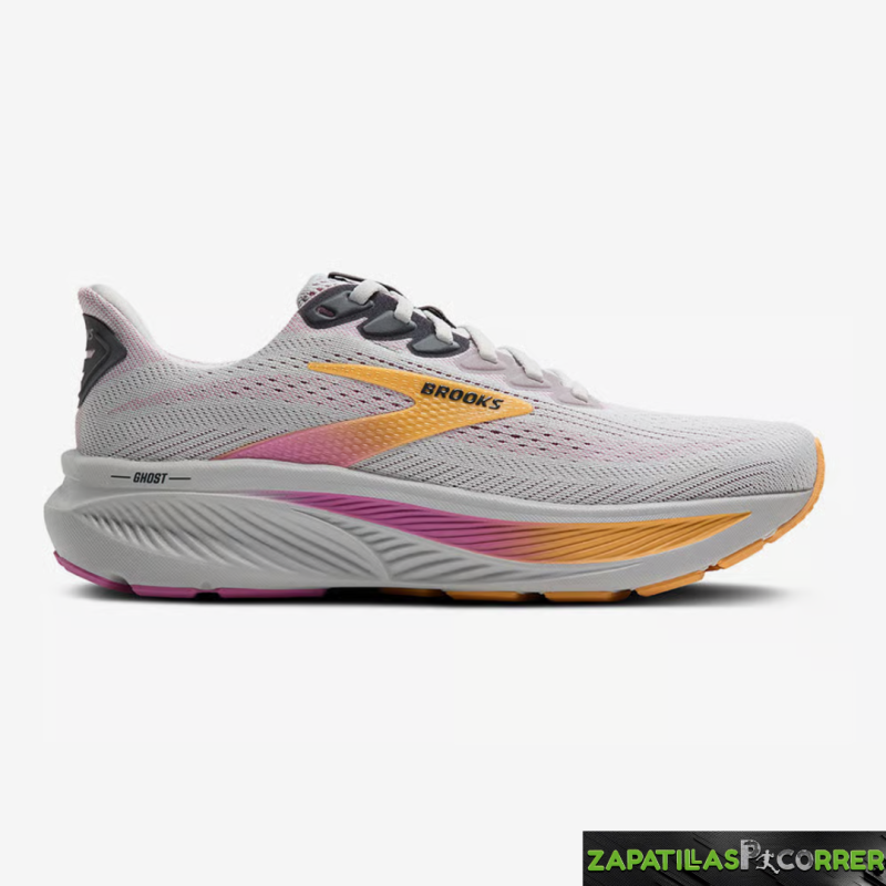 Zapatillas Brooks Ghost 17 Blanco Naranja Rosa  Mujer