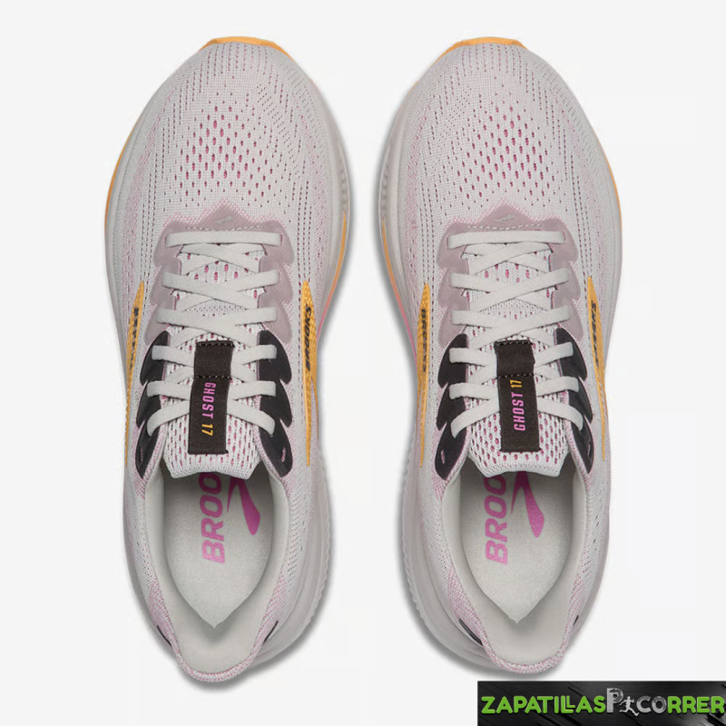Zapatillas Brooks Ghost 17 Blanco Naranja Rosa  Mujer