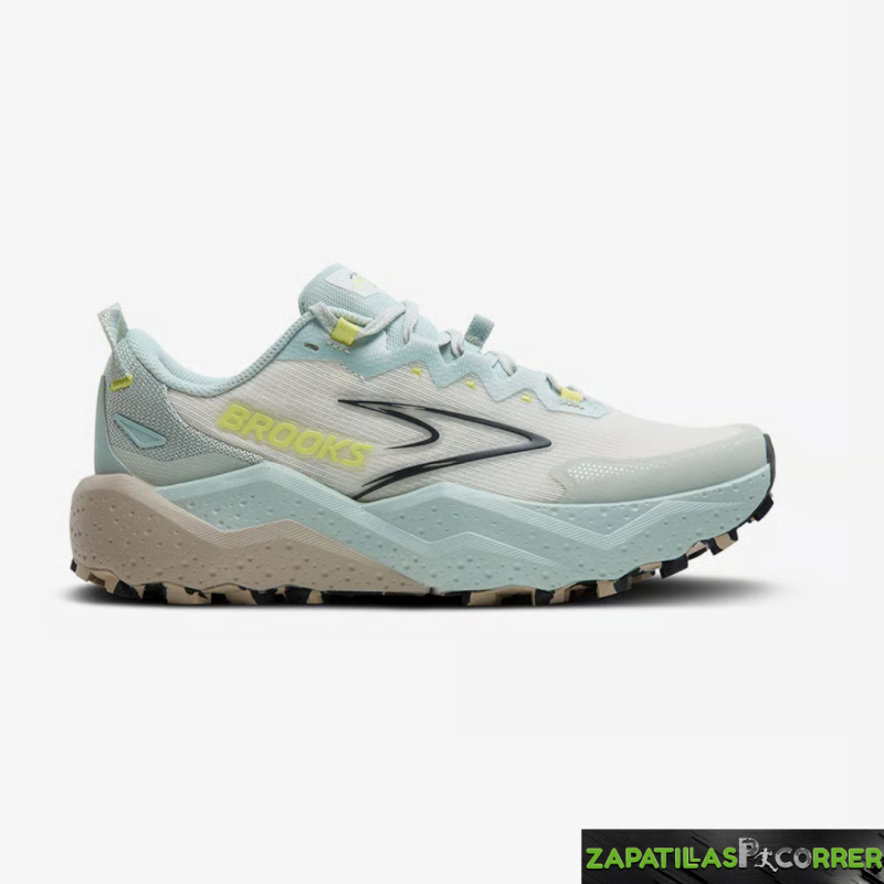 Zapatillas Brooks Caldera 8 Blanco Roto Verde Beige Mujer