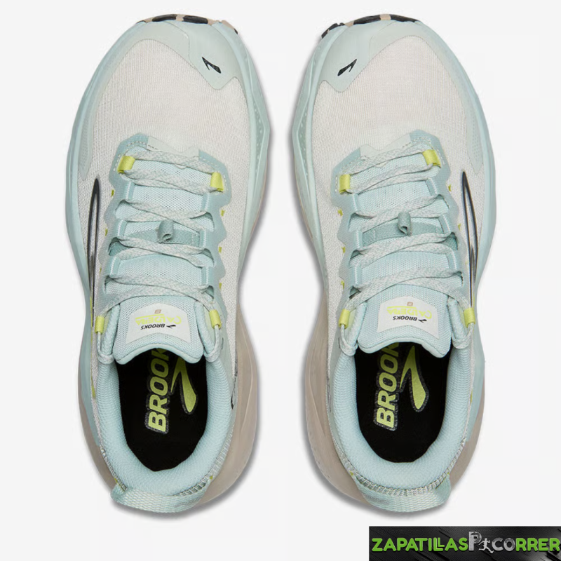 Zapatillas Brooks Caldera 8 Blanco Roto Verde Beige Mujer