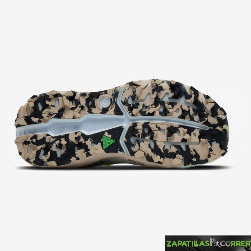 Zapatillas Brooks Caldera 8 Blanco Roto Verde Beige Mujer