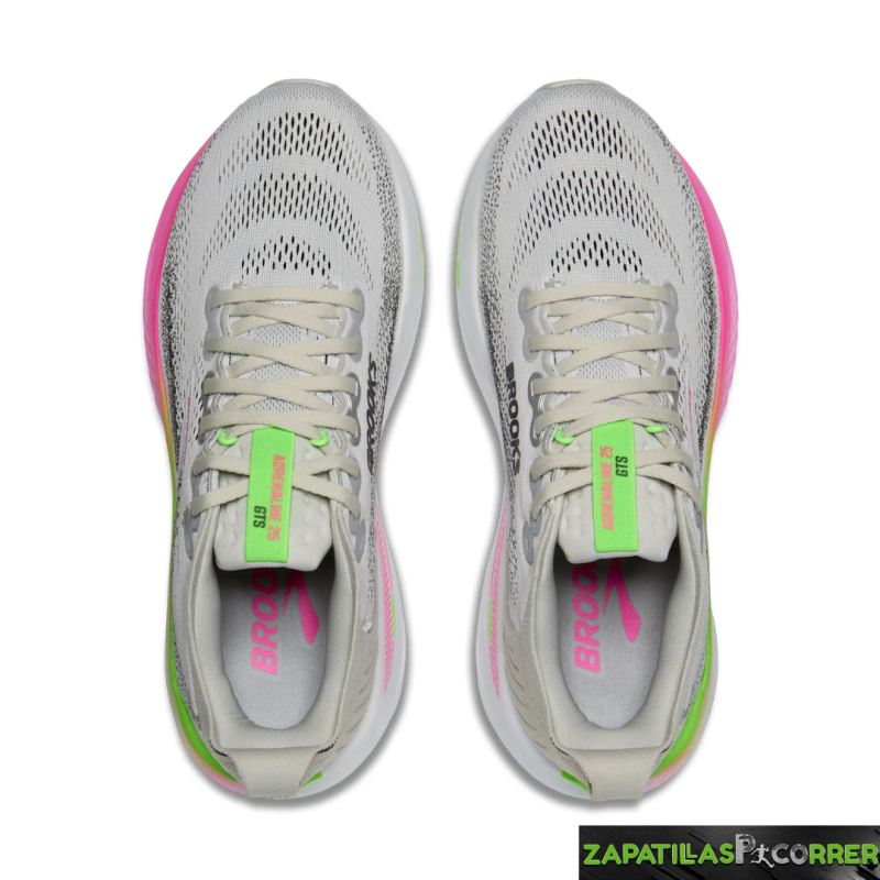 Zapatillas Brooks Adrenaline GTS 25  Gris Claro Verde Fucsia mujer