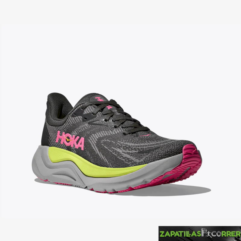 Zapatillas HOKA Arahi 8 Gris Rosa Amarilla Mujer