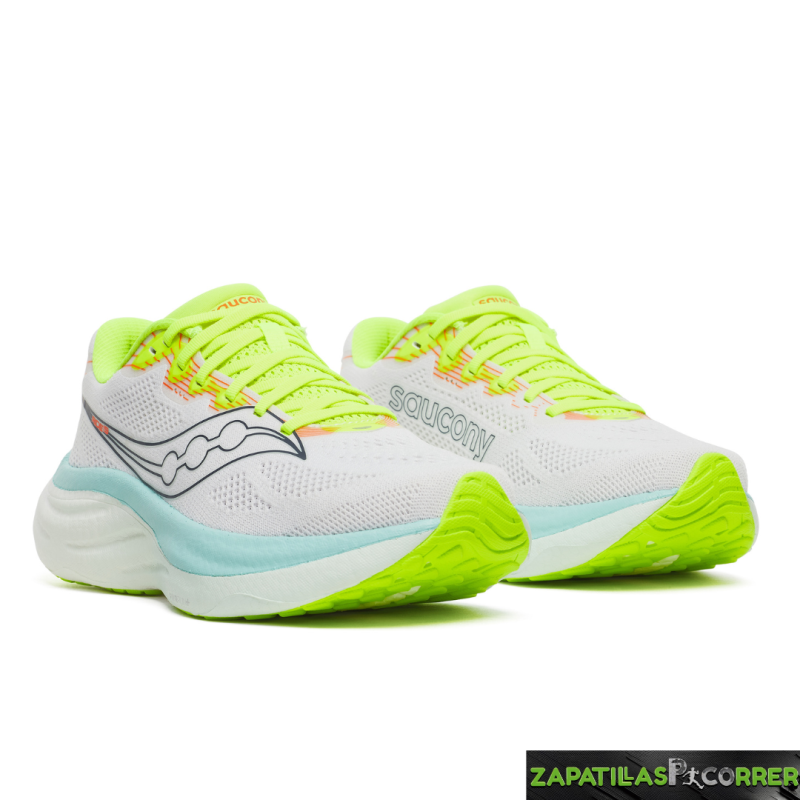 Zapatillas Saucony Ride 19 Blanco Celeste Mujer