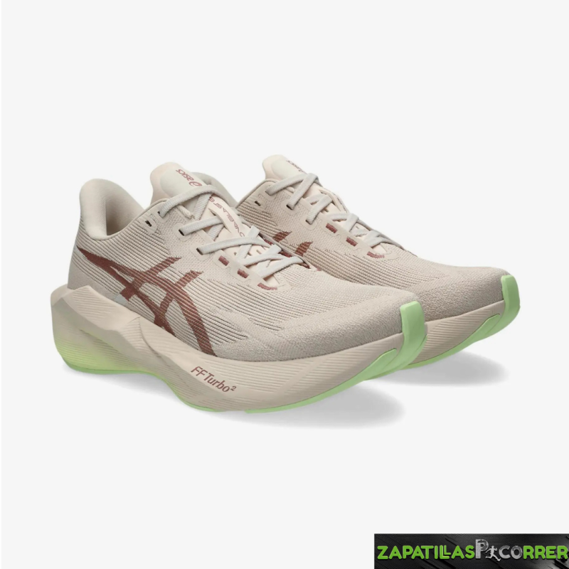 Zapatillas Asics Novablast 6 Beige Verde Mujer