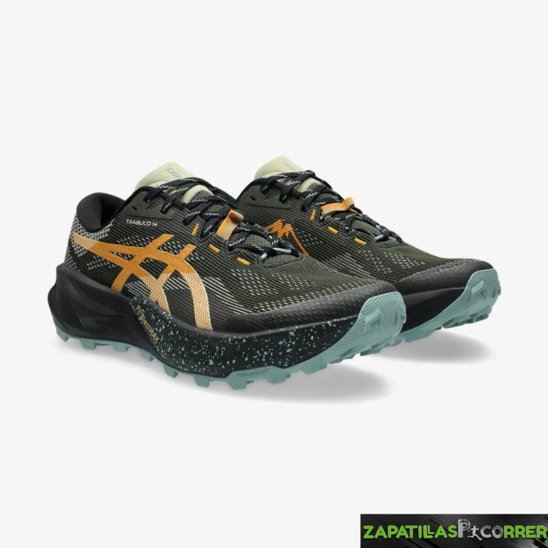 Zapatillas ASICS Trabuco 14 Verde Oscuro Naramja
