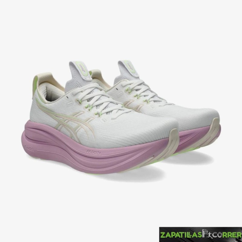 Zapatillas ASICS Gel-Nimbus 28 Blanco Amarillo Violeta Mujer