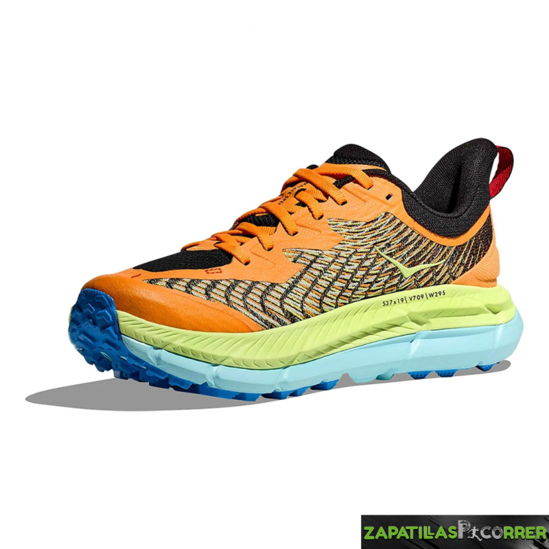 Zapatillas HOKA Mafate Speed 4 Rojo Fuego Anaranjado Verde