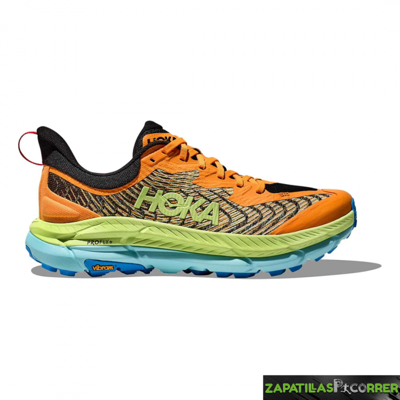 Zapatillas HOKA Mafate Speed 4 Rojo Fuego Anaranjado Verde